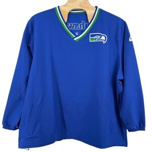 NWT Nike Seattle Seahawks Royal Mens 4XL Throwback V-Neck Pullover Windbreaker